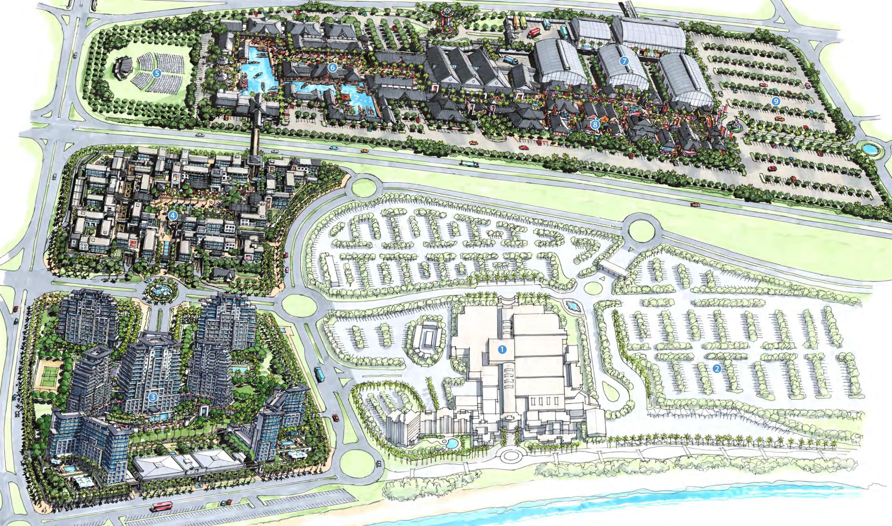 Aerial perspective of the eThekwini Film City master plan, on the Durban beachfront